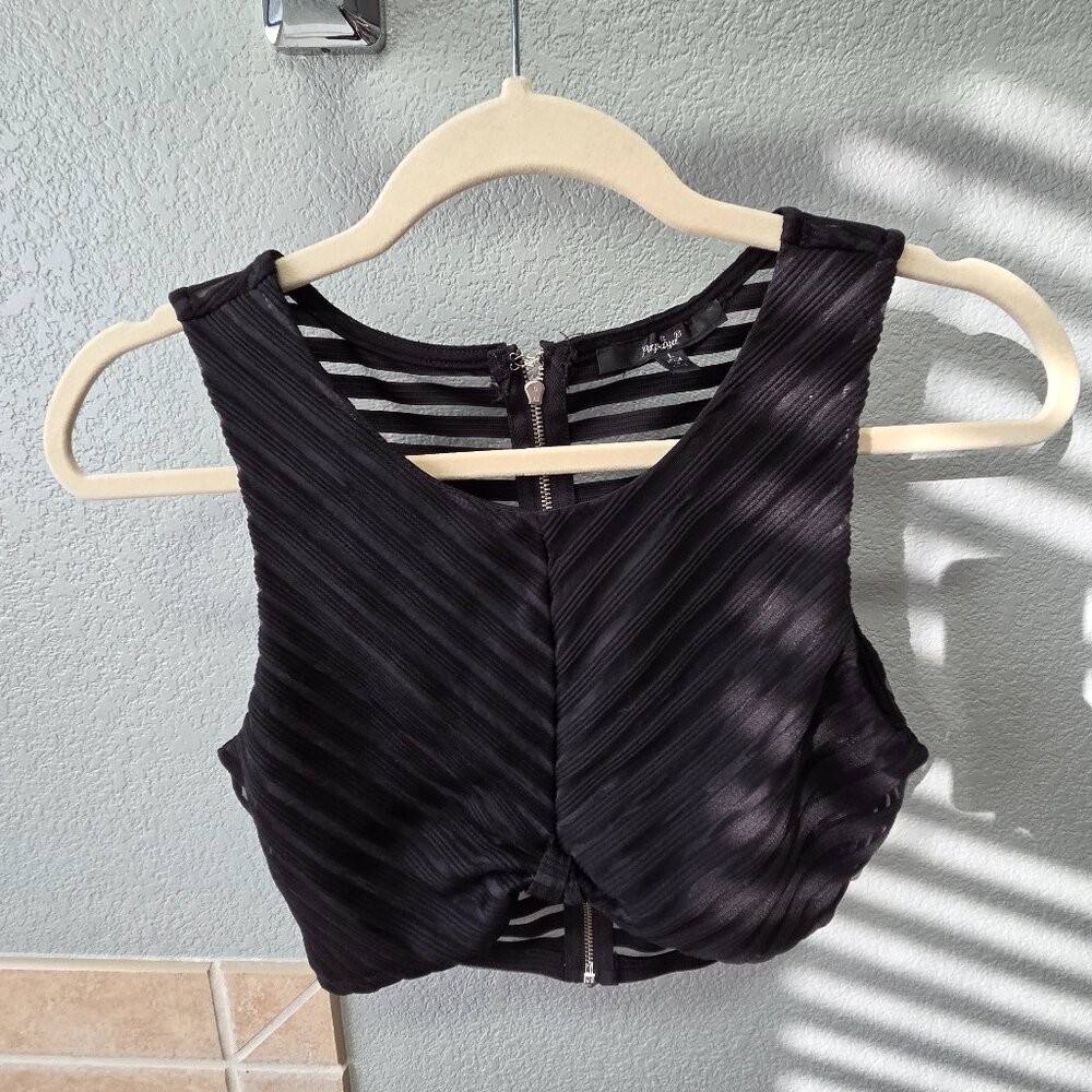 Papaya Striped Mesh Crop Top